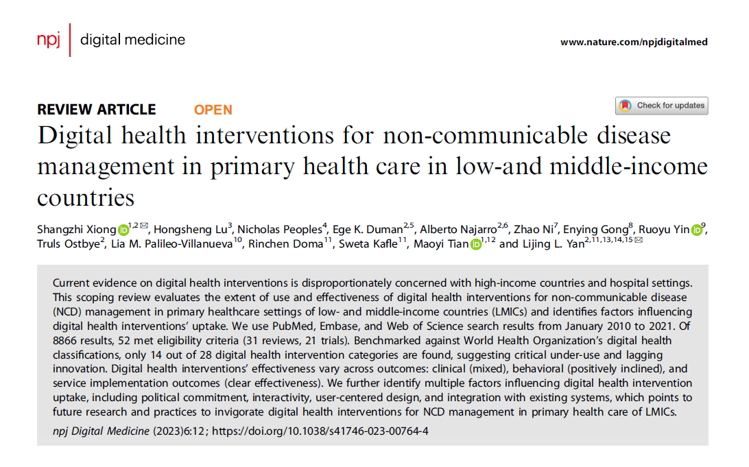 npjDigitalMed's tweet photo. There is critical under-use &amp; lagging innovation when it comes to #digitalhealth in low &amp; middle-income countries despite high demand. #Telehealth services form the majority of existing tools. This #scopingreview explores the factors influencing uptake.

https://t.co/ppyqaugHqX https://t.co/d09YR4DW0g