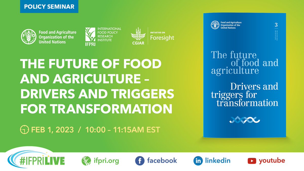 Elisabetta Gotor (@elisabettagotor) on Twitter photo 🔔 #IFPRIPolicySeminar TODAY @ 10AM EST 🔔
Tune in on Twitter or at any of these links:
🎫 bit.ly/food-agri
🤝 bit.ly/food-agriFB
💼 bit.ly/food-agriLI
▶️ bit.ly/ifpriYT
<a href="/FAO/">Food and Agriculture Organization</a> <a href="/IFPRI/">IFPRI</a> <a href="/CGIAR/">CGIAR</a> <a href="/FAONorthAmerica/">FAO in North America</a> <a href="/FAOSocioEcon/">FAO Social & Economic Development</a> #CGIARForesight <a href="/BiovIntCIAT_eng/">Alliance of Bioversity International and CIAT</a> 🔔 #IFPRIPolicySeminar TODAY @ 10AM EST 🔔
Tune in on Twitter or at any of these links:
🎫 bit.ly/food-agri
🤝 bit.ly/food-agriFB
💼 bit.ly/food-agriLI
▶️ bit.ly/ifpriYT
<a href="/FAO/">Food and Agriculture Organization</a> <a href="/IFPRI/">IFPRI</a> <a href="/CGIAR/">CGIAR</a> <a href="/FAONorthAmerica/">FAO in North America</a> <a href="/FAOSocioEcon/">FAO Social & Economic Development</a> #CGIARForesight <a href="/BiovIntCIAT_eng/">Alliance of Bioversity International and CIAT</a>