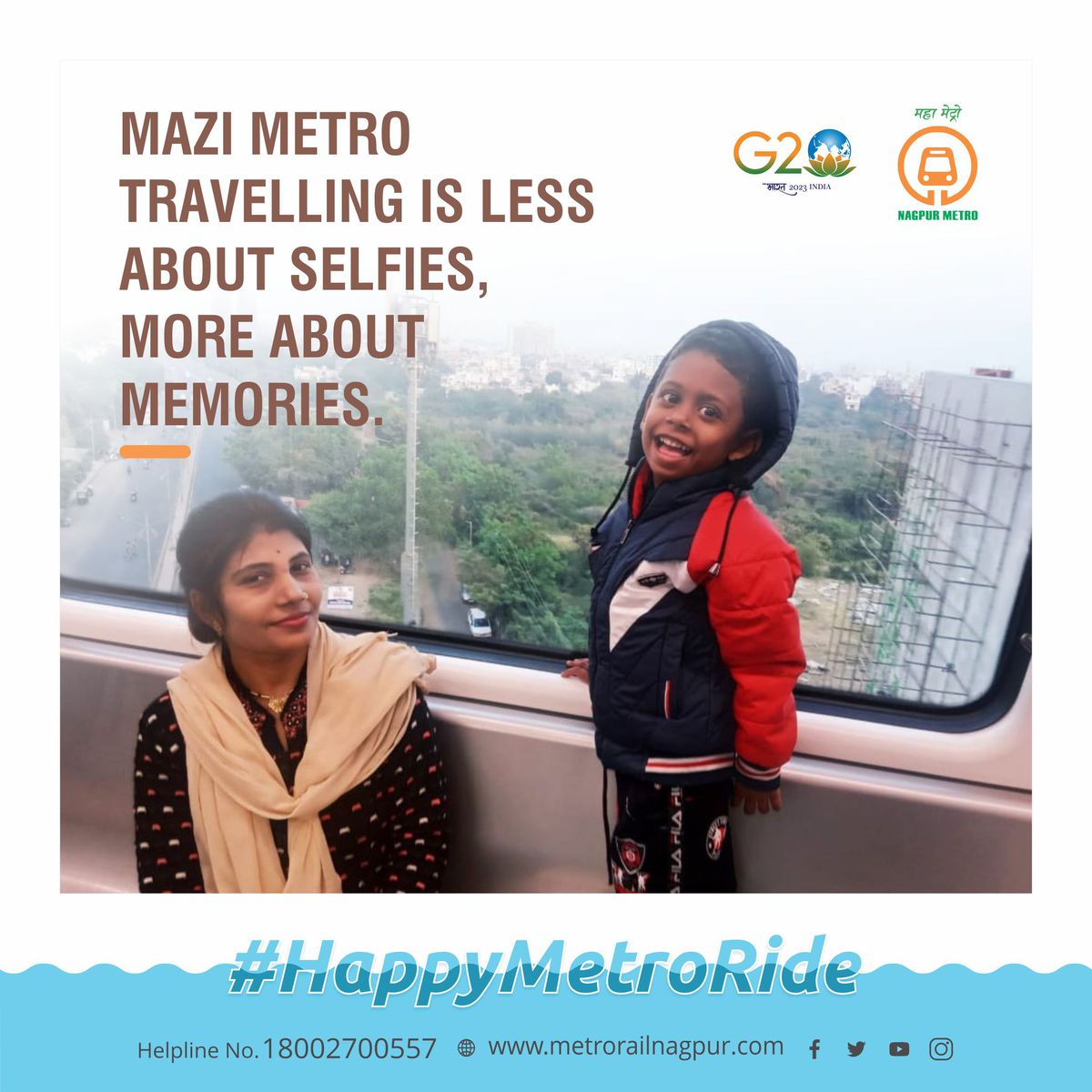 MetroRailNagpur's tweet photo. Life in Metro -
My favourite journey is looking out the window. The view from here is quite at-track-tive. #HappyPlace
#HappyMetroRide #MaziMetroRide #HappyMetroRide #CommuterFriendly #PublicTransport #NagpurMetro #SafestMetro #HappyFaces #reasontosmile #EveryTimeOnTime https://t.co/BW4j1kuAET