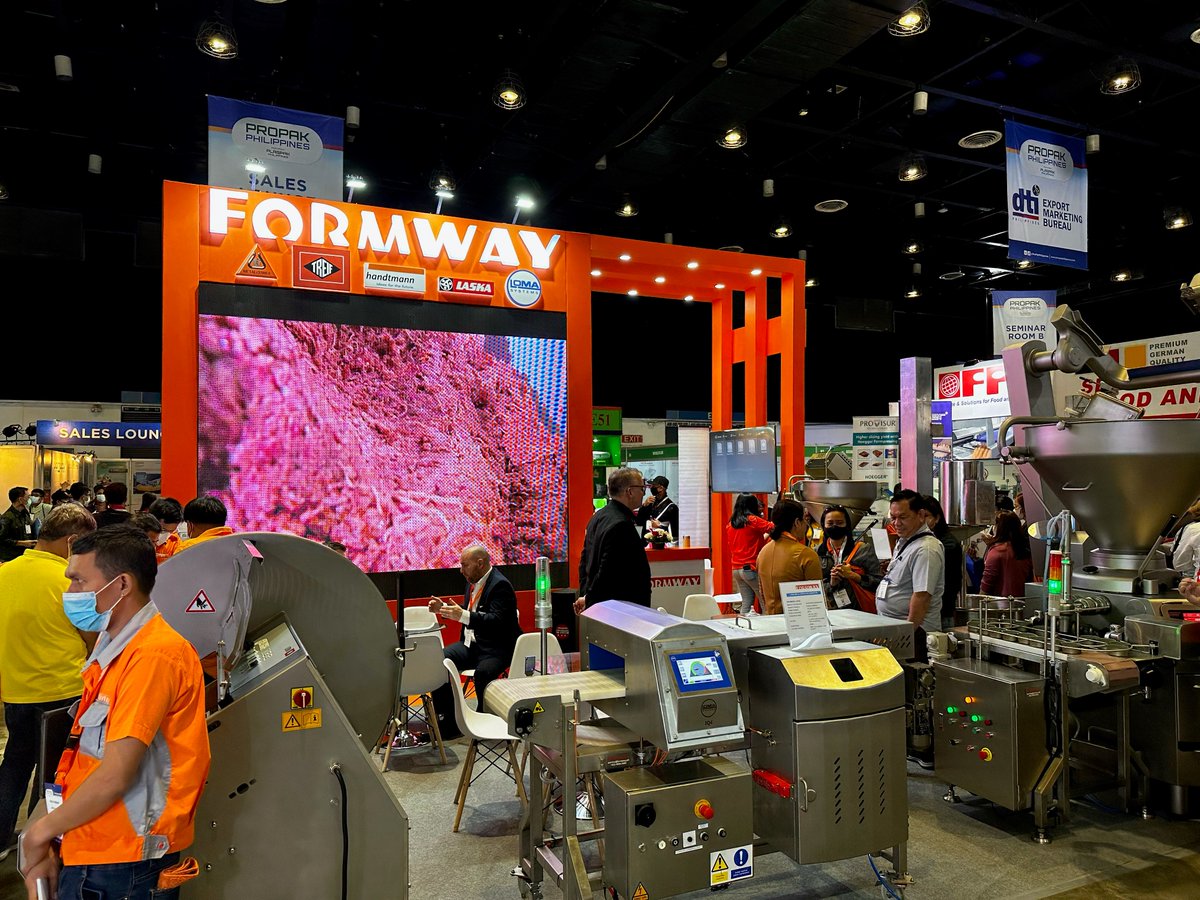 MetalquimiaNews's tweet photo. Excellent first exhibition day in @propakphil with our agent FORMWAY. Don't miss booth No. C7 where you can see our equipment and processes for meat &amp; alt-meat products, with the most modern processing technologies. 1-3 Feb, WTC Metro Manila, Pasay City @SerratJordi @MarcLagares https://t.co/81HLBR3tng