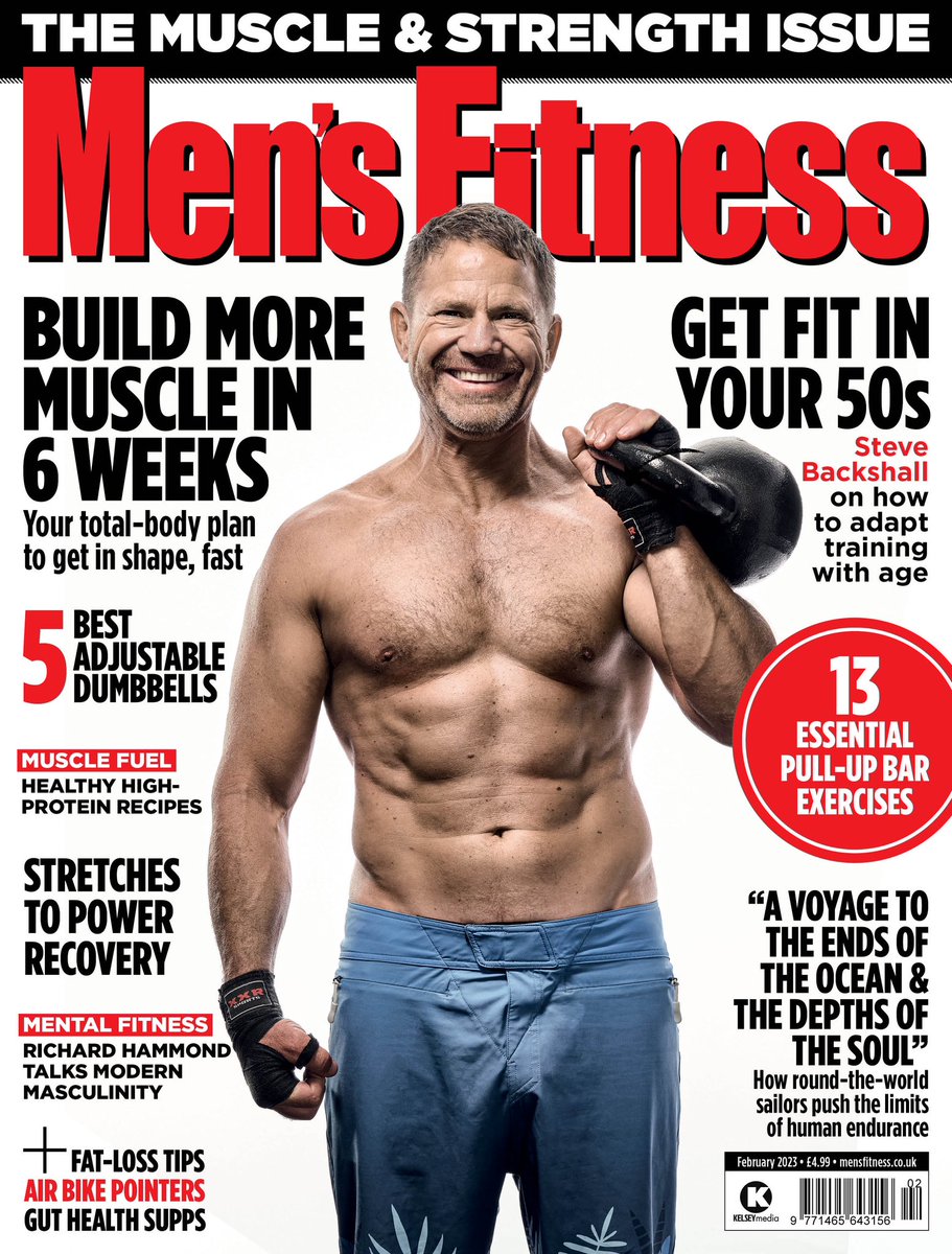 SteveBackshall's tweet photo. Deadly 50! Men’s Fitness came to me with the offer of a cover, in shape at fifty. Kit off. Gulp. I’ll follow with exercises on my YouTube channel. Sorry if it puts you off your breakfast, but as mid-life crises go-better than a sports car? @Wildtraining @MensFitnessMag https://t.co/jLNGxWHu2b