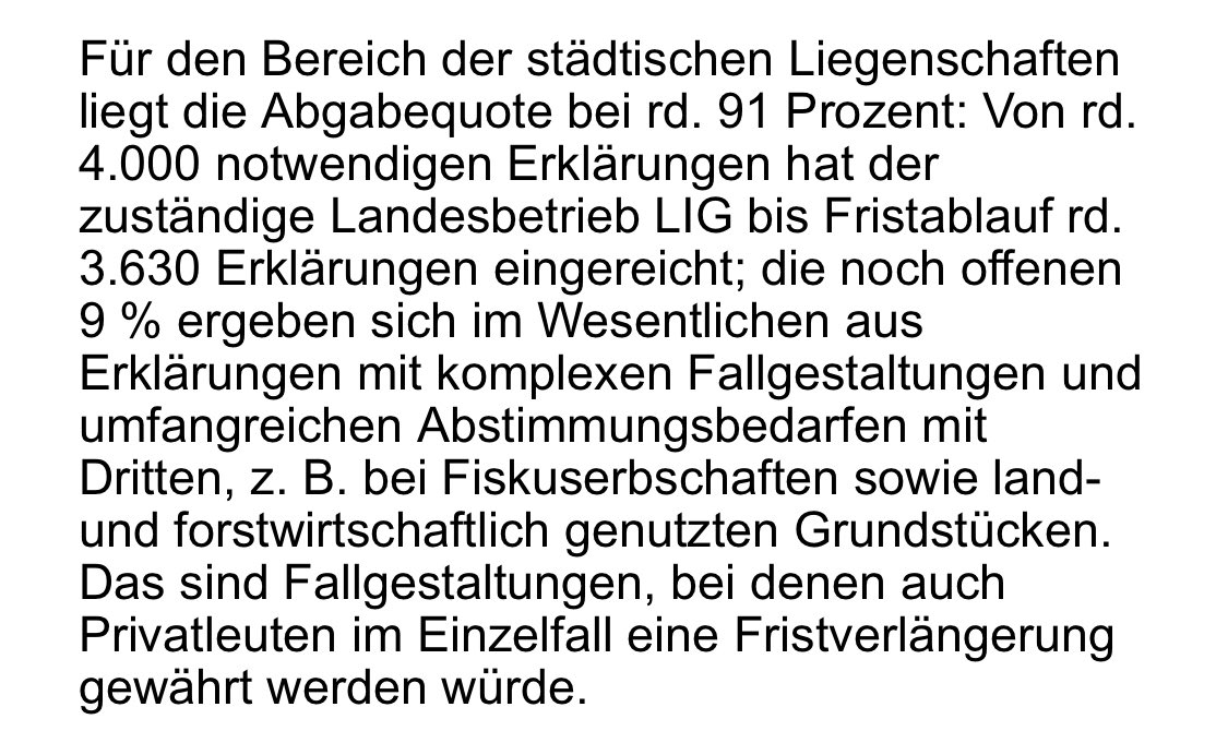 Danke an Hamburger Steuerpflichtige für 85,51% Abgabequote bei der #Grundsteuer, danke an die ⁦@FHH_FB⁩ für den Einsatz🙏! Auch öffentliche Hand liefert - mit rd. 91% Abgabequote. Die restlichen 9% sind komplexe Fälle, f.d. auch Private Verlängerung im Einzelfall erhalten.