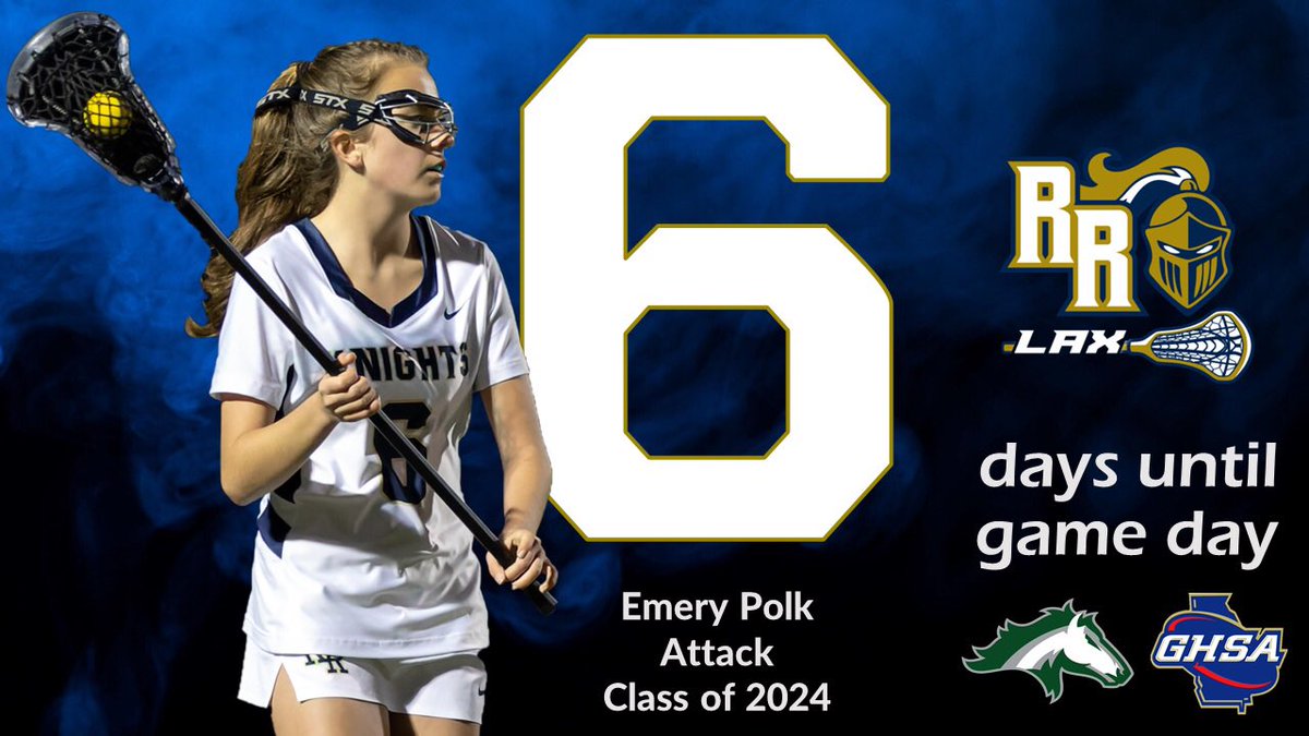 Cecil Phillips (@coachc3phillips) on Twitter photo 🚨Six Days & Counting🚨
🥍⚔️Swords up as we’re “6” days out from our 2023 Season opener against Kennesaw Mountain‼️🥍#HokaHey #FAMILY <a href="/RRHS_glax/">River Ridge Girls Lax</a> <a href="/riverridgejrlax/">River Ridge Jr Lax</a> <a href="/KnightNation_09/">Knight Nation Est.09</a> 🚨Six Days & Counting🚨
🥍⚔️Swords up as we’re “6” days out from our 2023 Season opener against Kennesaw Mountain‼️🥍#HokaHey #FAMILY <a href="/RRHS_glax/">River Ridge Girls Lax</a> <a href="/riverridgejrlax/">River Ridge Jr Lax</a> <a href="/KnightNation_09/">Knight Nation Est.09</a>