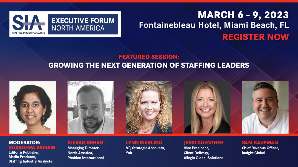 Join me <a href="/SIAnalysts/">SIA Global</a> Executive Forum North America 2023 for our session “Growing the Next Generation of Staffing Leaders” Hope to see you there!  <a href="/execforum/">SIA ExecForum</a>