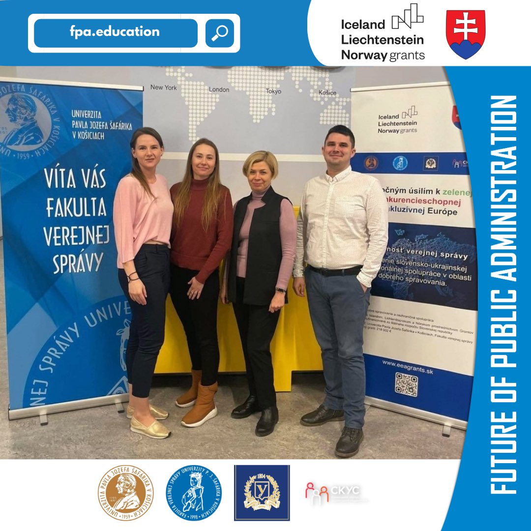Fakulta verejnej správy UPJŠ v Košiciach (@fvs_upjs_kosice) on Twitter photo EEA and Norway Grants, Future of Public Administration project aims are loading. Such a pleasure to welcome our brave and admirable colleagues at our faculty.
Honor to work with them.
<a href="/FVS_UPJS_Kosice/">Fakulta verejnej správy UPJŠ v Košiciach</a> <a href="/UPJS_kosice/">Pavol Jozef Šafárik University in Košice</a> <a href="/KarazinUniver/">Karazin University</a>
fpa.education
eeagrants.sk EEA and Norway Grants, Future of Public Administration project aims are loading. Such a pleasure to welcome our brave and admirable colleagues at our faculty.
Honor to work with them.
<a href="/FVS_UPJS_Kosice/">Fakulta verejnej správy UPJŠ v Košiciach</a> <a href="/UPJS_kosice/">Pavol Jozef Šafárik University in Košice</a> <a href="/KarazinUniver/">Karazin University</a>
fpa.education
eeagrants.sk