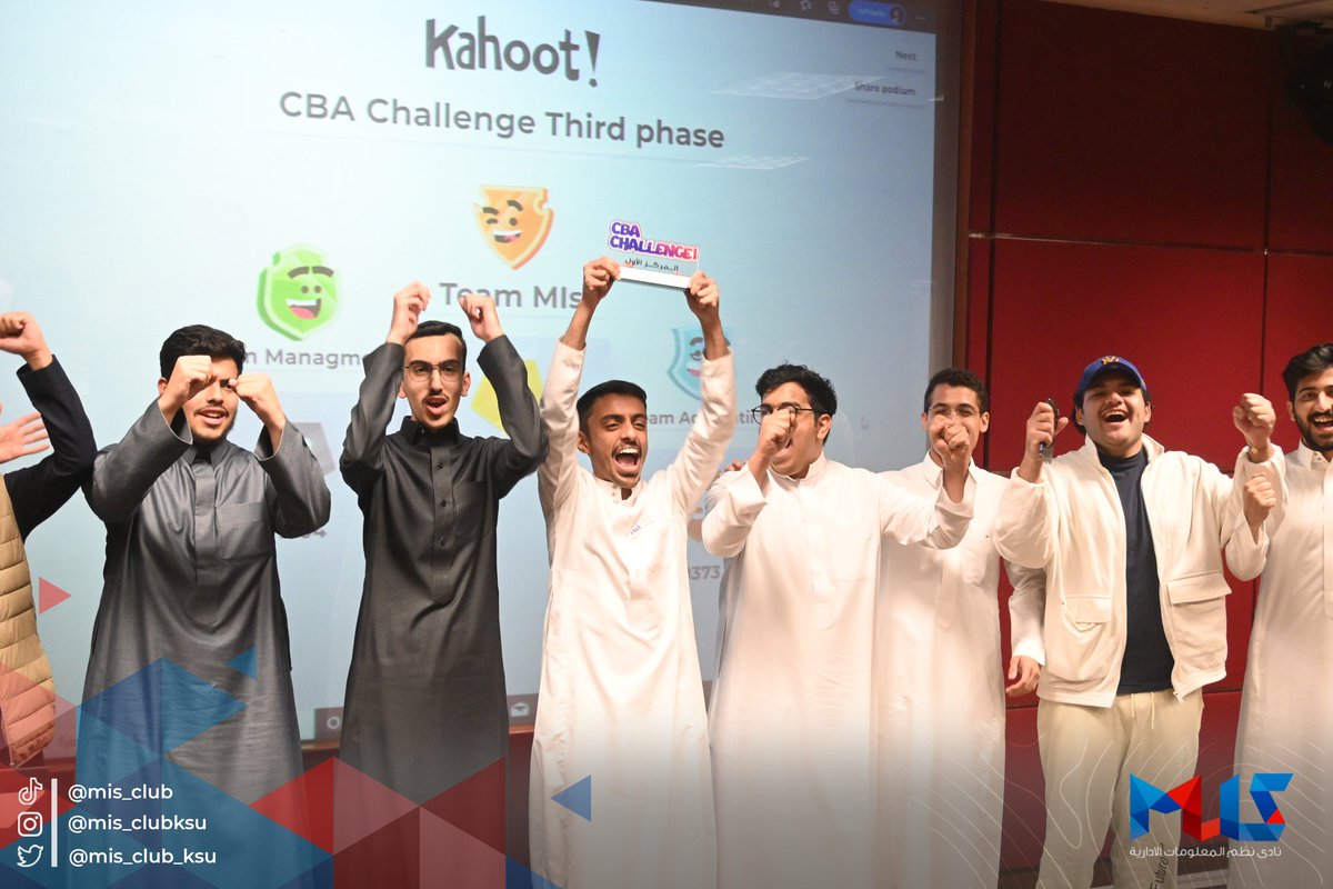 MIS_Club_KSU's tweet photo. الثالثة ثابتة 👀🔥

حقق فريق النظم المركز الأول بمسابقة #CBAChallenge وسط حضور كبير من جميع تخصصات الكلية 🥇

ونشكر شركاءنا كويارد @CoyardCo وسانتا ناتا @santanata_sa و Nóla على رعايتهم للمسابقة. https://t.co/RYBbMl5l94