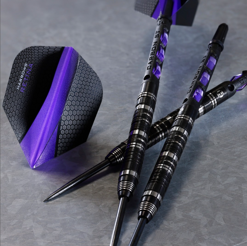 HarrowsDarts's tweet photo. 🔃MAGNUM RELOADED 🔃

Our Magnum reloaded 97% barrels combined with purple Carbon ST shafts and purple retina flights creates a striking combination🔥

#DefyLimits #MadeInEngland #Darts https://t.co/HTZUwUzQhJ