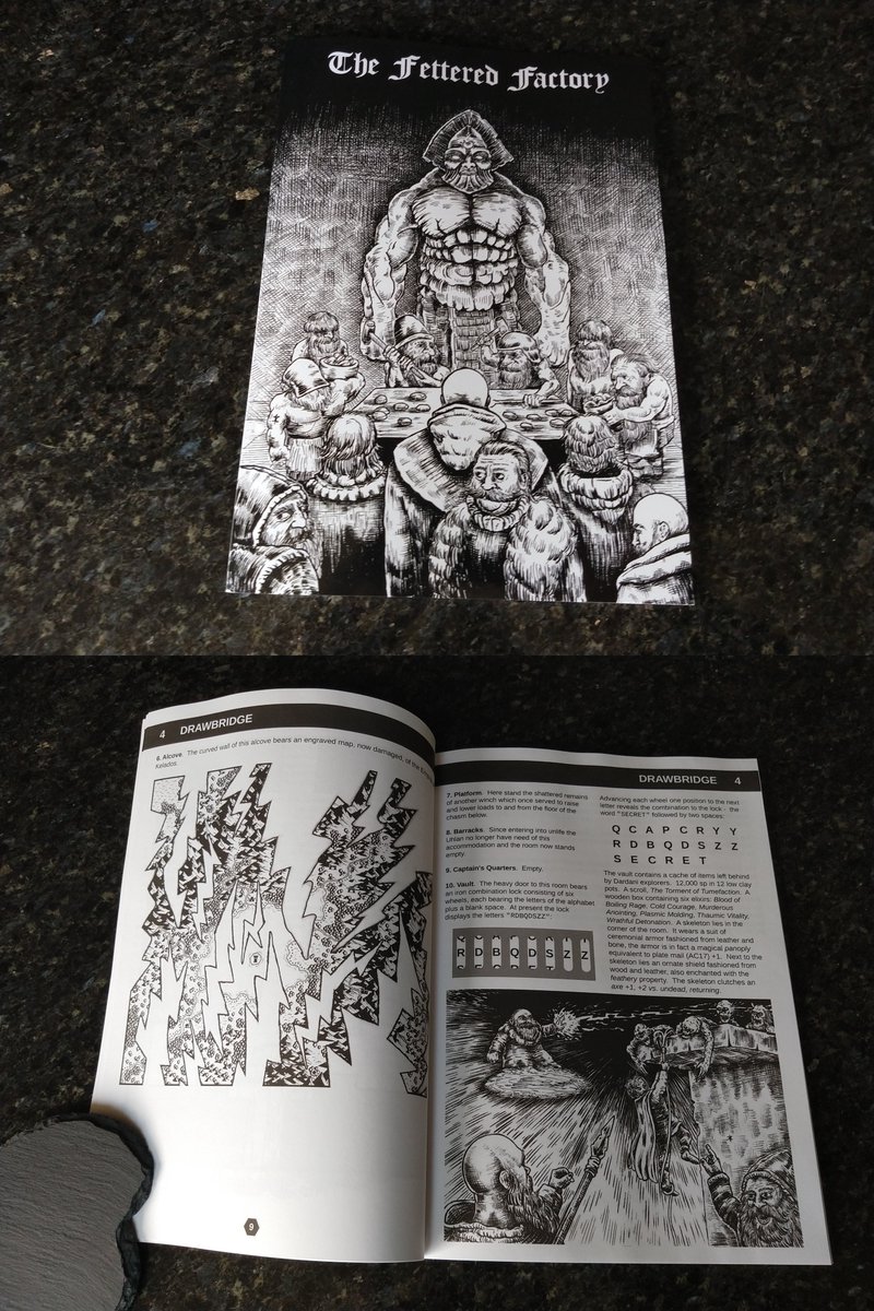 DroidAvoid's tweet photo. The test print for #TheFetteredFactory turned out great!  Art by @crawlstilho, maps by Tábori Kristóf. https://t.co/G3KFhpzRt2