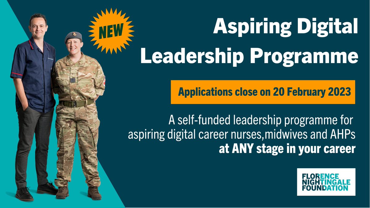 🚨NEW LEADERSHIP PROGRAMME🚨

Our new Aspiring Digital Leadership Programme is open for applications until 20 Feb!

If you're an aspiring digital #nurse, #midwife, or #AHP at ANY stage in your career, this amazing opportunity is for you.

Apply at➡️bit.ly/3wLrjE1