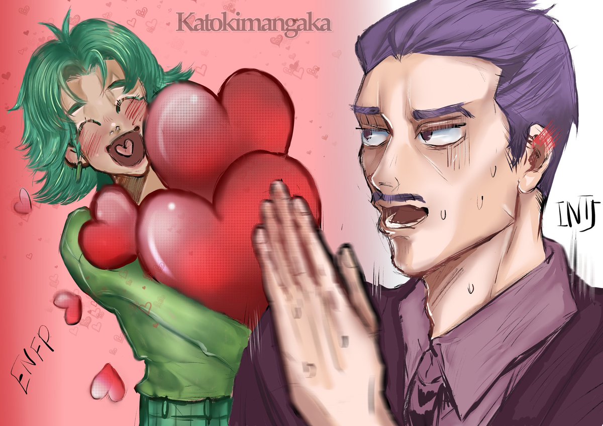 Trfanart11's tweet photo. Valentine with #enfpxintj #doodle #MBTI #fantmbti #fanart ❤️❤️ https://t.co/Dh8EIMh5Wl