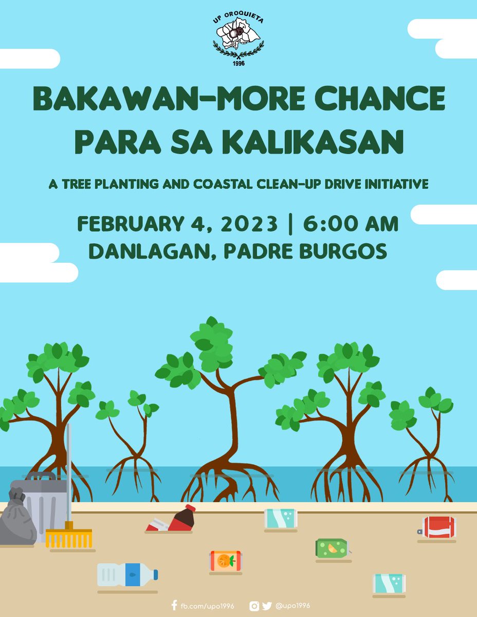 upo1996's tweet photo. In line with the organization’s initiatives to give back to Quezon Province, the UP Oroquieta launches a community outreach program entitled, “Bakawan-more Chance Para sa Kalikasan: A Tree Planting and Coastal Clean-up Drive Initiative” 

#UPOCommunityService2023 https://t.co/DlwgQWAb0e