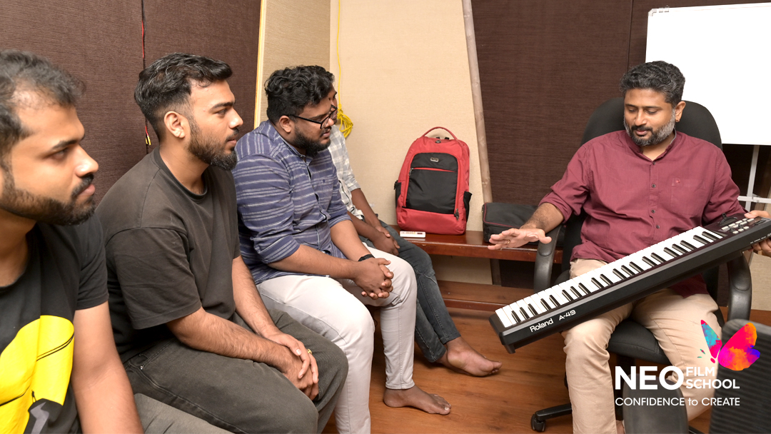 neofilmschool's tweet photo. A session on ๐๐๐๐ค๐ ๐ซ๐จ๐ฎ๐ง๐ ๐๐ฎ๐ฌ๐ข๐ Conducted for NEO 24th Batch by ๐๐๐ง๐๐ก๐ฎ ๐๐๐ซ๐ญ๐ก๐ music composer who works in Malayalam cinema.
#backgroundmusic #bgm #musiccomposer #neofilmschool #confidencetocreate
#malayalamcinema #filmmaking https://t.co/2Fq8bQFsKr
