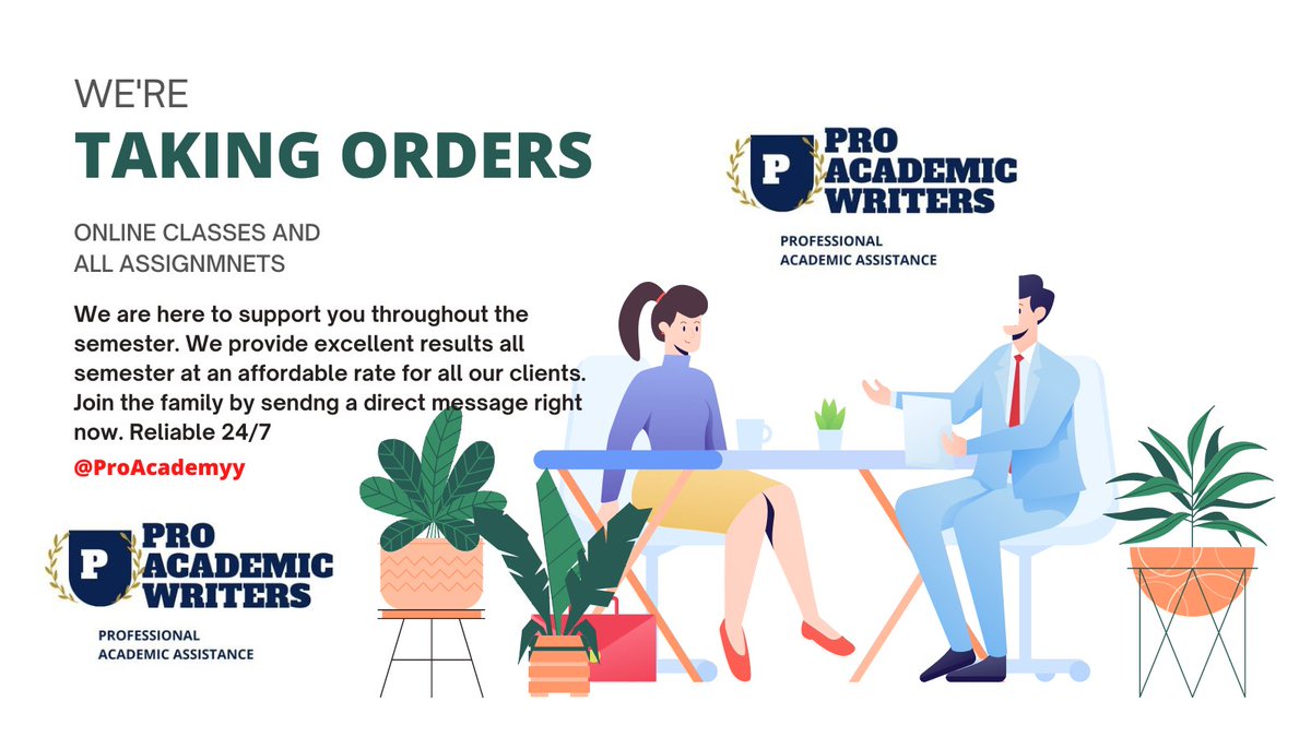 ProAcademyy's tweet image. 20% off this week (Monday - Friday) for all online classes. Let us handle your online class, you get a discount and a guaranteed A.
#chemistry #collegemath #Precalculus #Calculus1 #Statistics #Accounting #psychology #physics #collegealgebra
Dms are open.