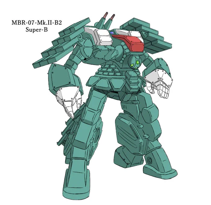 2030年代に開発されたスパルタン改修型 MBR-07-Mk.II B2「Super B(シュパーブ)」センサー、主機の換装に装甲、補助関節の増設など変更点は多岐に渡り、原型機の機動性を保ちながら大幅な防御力を実現したしかし高コストが仇となりセールスは不調で試作3機の製造のみに終わった…という脳内設定 
