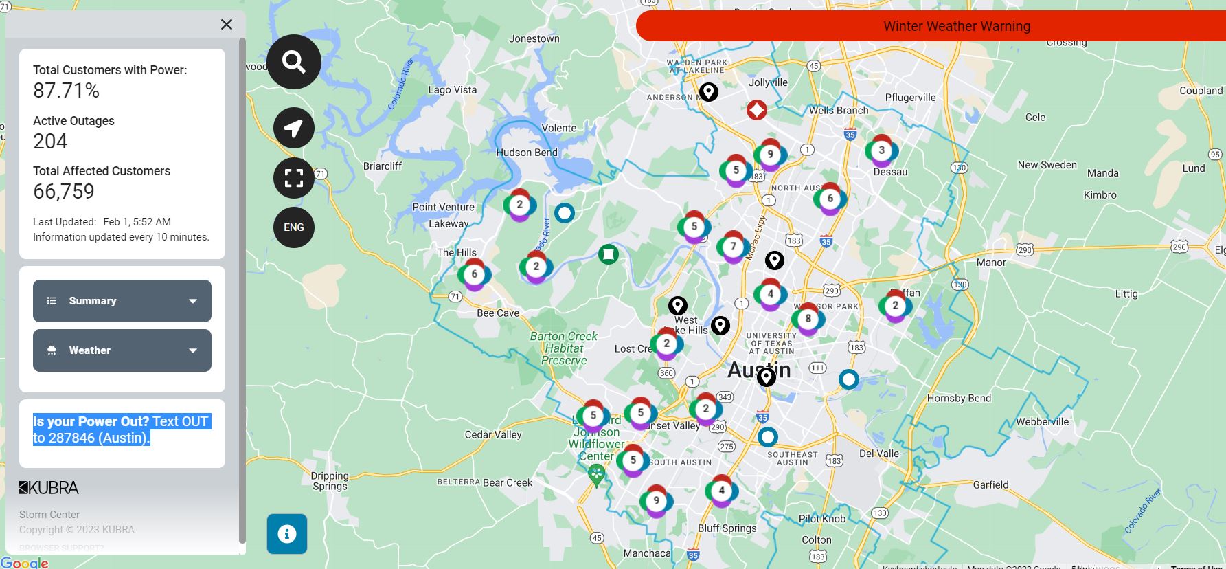 Austin power outage sale maps
