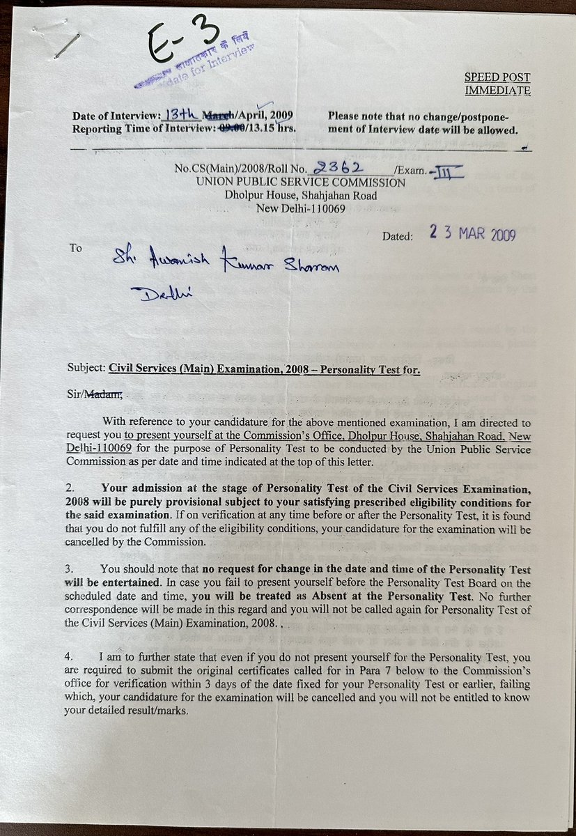 AwanishSharan's tweet photo. My call letter for Civil Services Exam Interview. https://t.co/AFuiGHySiS