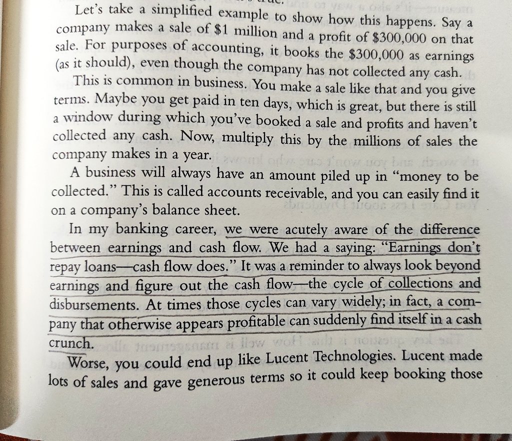 Earnings don't repay a loan, cash flow does. 

H/T <a href="/InvestmentBook1/">Investment Books (Dhaval)</a>: