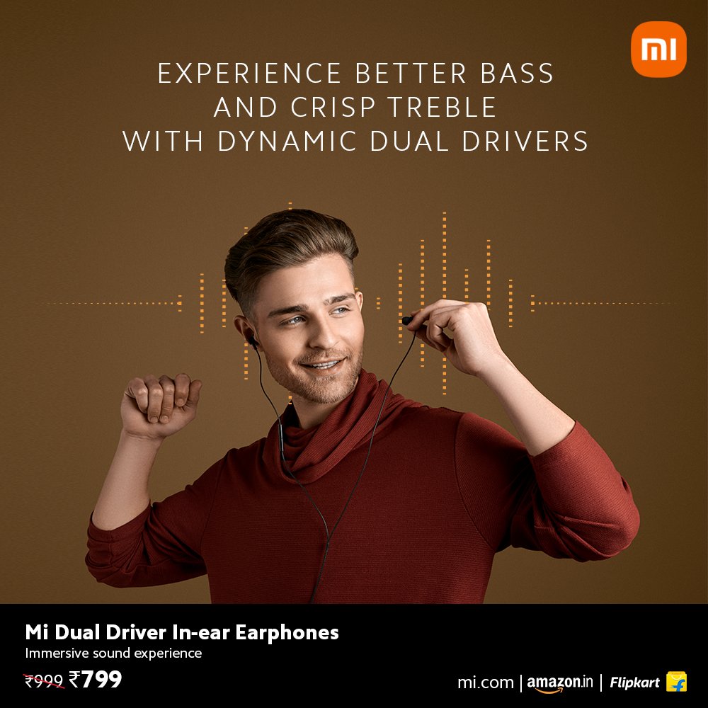 XiaomiIndia's tweet photo. Experience surreal sound quality with our #MiDualDriver In-ear Earphones.
Grab yours today: https://t.co/XWM2hVoEvs https://t.co/ucxezXhSV8
