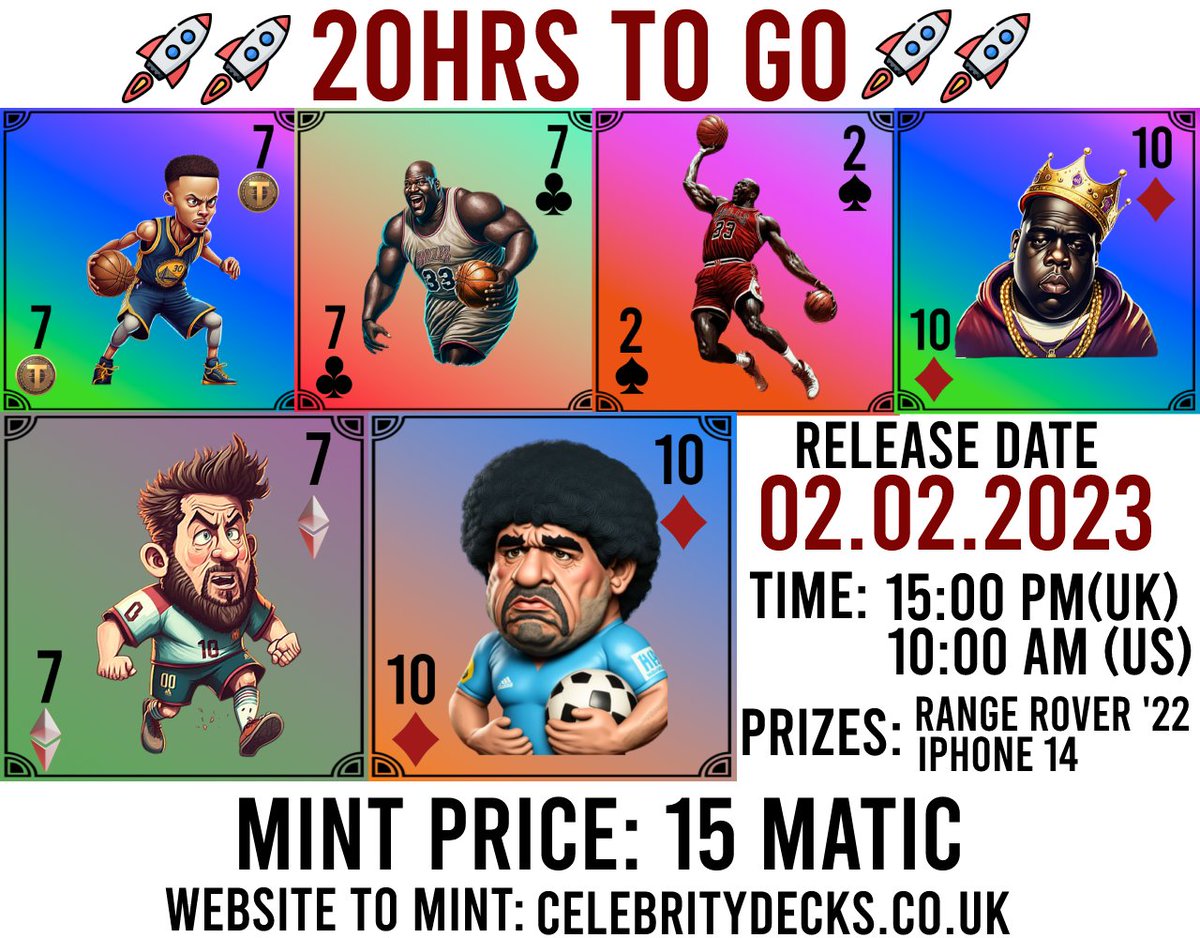 CelebrityDecks's tweet photo. ♦️MINT GOES LIVE IN 20 HOURS
    ♦️MINTING  SITE https://t.co/58H60ouqXE
    ♦️PRICE :15 MATIC  0.010335ETH
    ♦️Join Discord:https://t.co/B6wmSBSkBN
#NFT #NFTs #NFTCommunity #NFTCollector
 #Crypto  #NFTart #NonFungible #CryptoArt  #BlockchainArt  #DigitalArt  #BTC https://t.co/WQP2E9nJY9