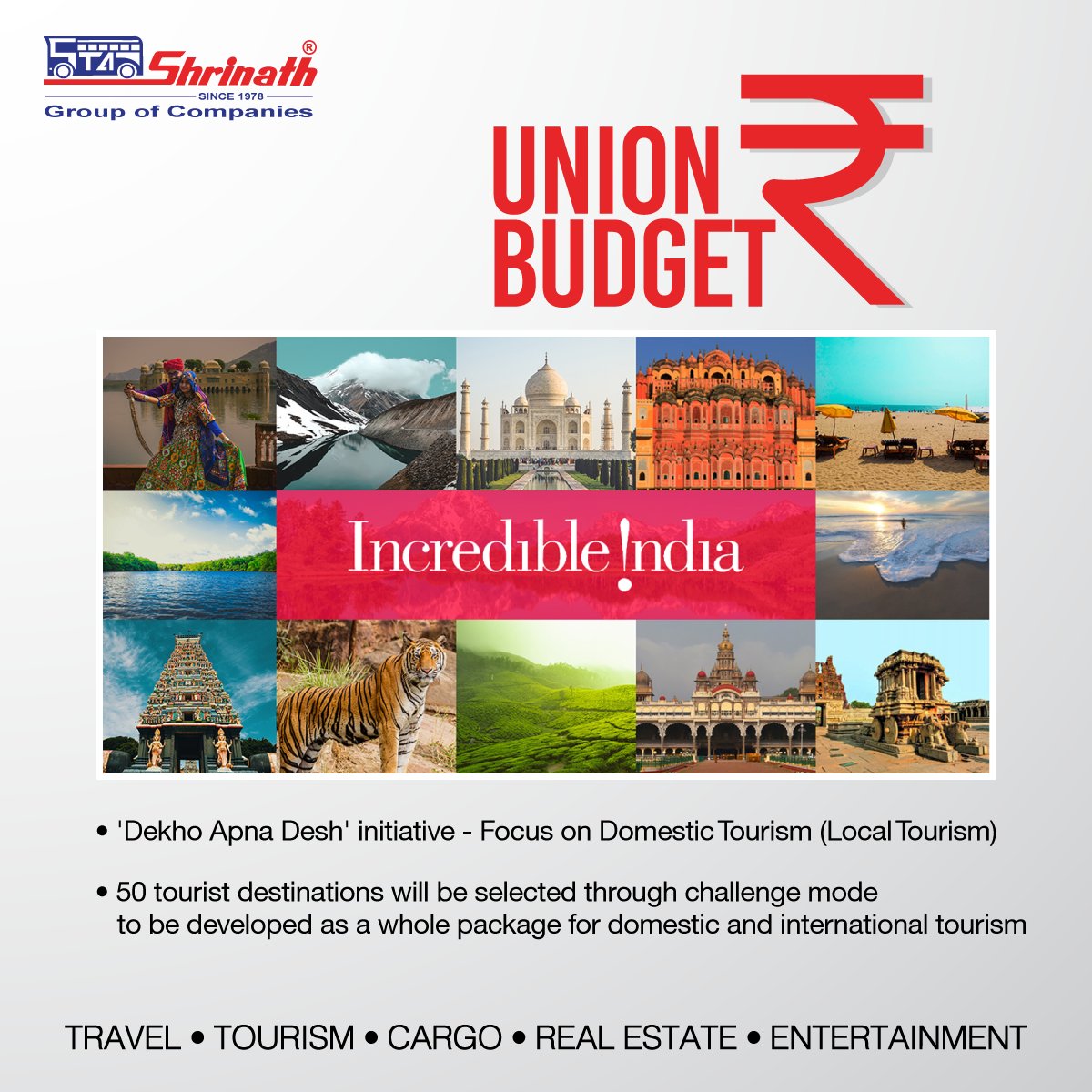 #Budget2023 #KeyPoints #Tourism

Few #Highlights from the #UnionBudget Presented by our Finance Minister -  Honourable Nirmala Sitharaman on 1 Feb 2023

#UnionBudget2023 #LatestNews #India #shrinathgroupofcompanies #shrinathtravels #shrinathtourism #shrinathcargo