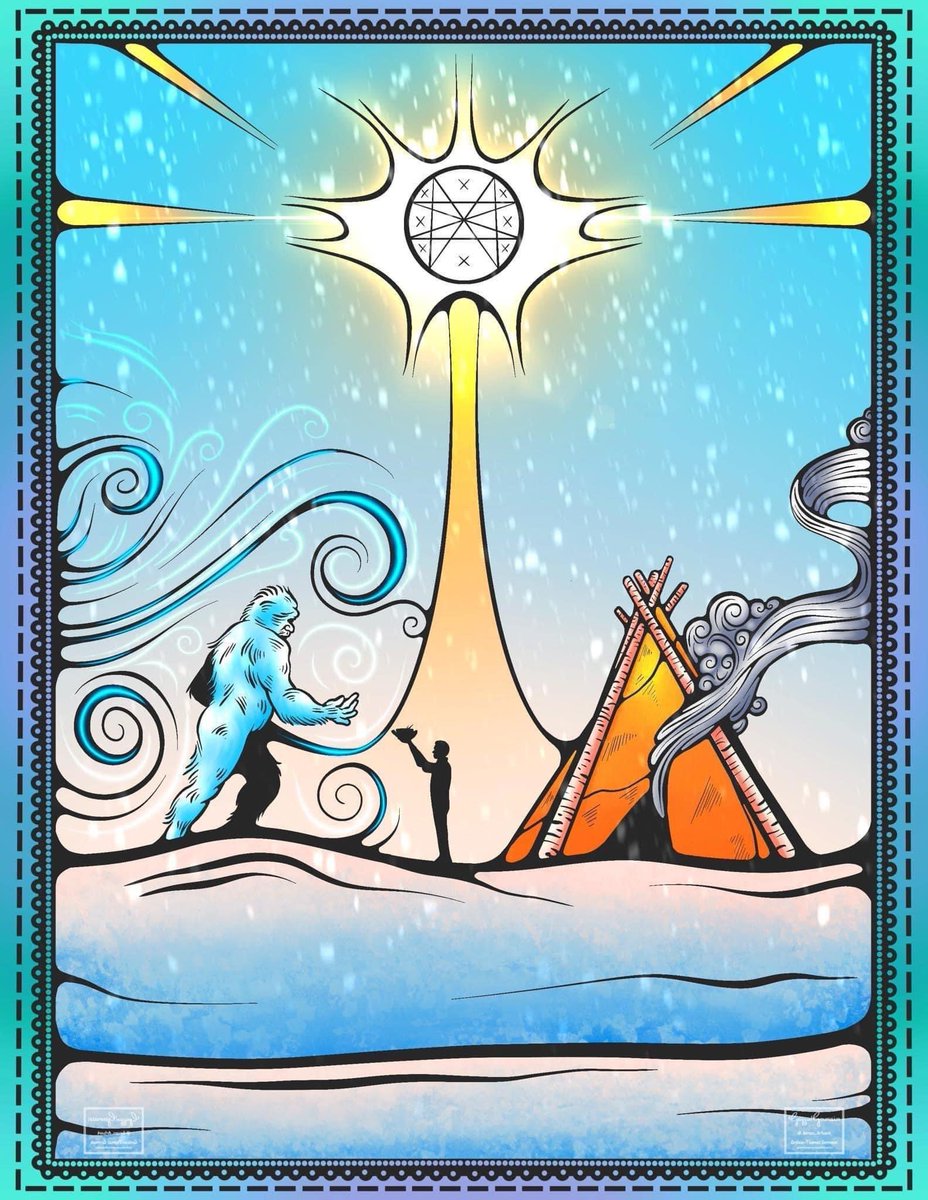 #Apuknajit has arrived with the cold! In Mi'kmaw culture Feb 1 marks Apuknajit, when communities gather to share food to make it through the hardest month of the year. There's also a food offering in the hopes of a shorter winter. Feeding of Apuknajit -Griffin Germain