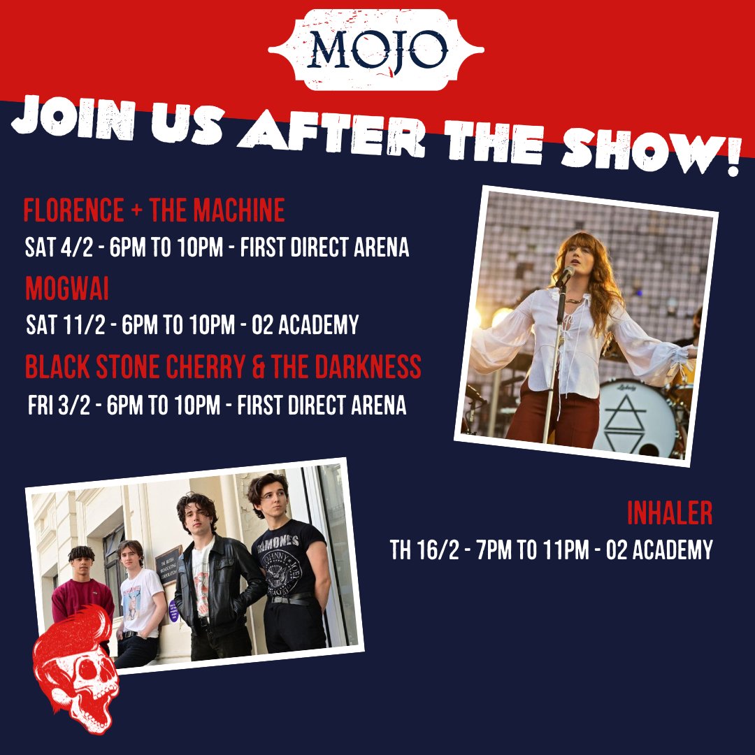 Check out our local gigs this month and join us at MOJO for an epic after party! 🎵

Show us your gig ticket and we'll give you a free shot to kick start your night. Expect good music, great drinks and we're open until late! 🤘

Book now! pulse.ly/rscdgday0f
