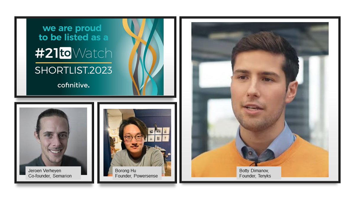 Proud to see so many of our #impulseMAXWELL alumni featuring in the #21toWatch 2023 shortlist published today! 
Congrats to Borong Hu at Powersense, Botty Dimanov at Tenyks and Jeroen Verheyen at Semarion. We wish you the very best of luck! #Entrepreneurship #Mentoring