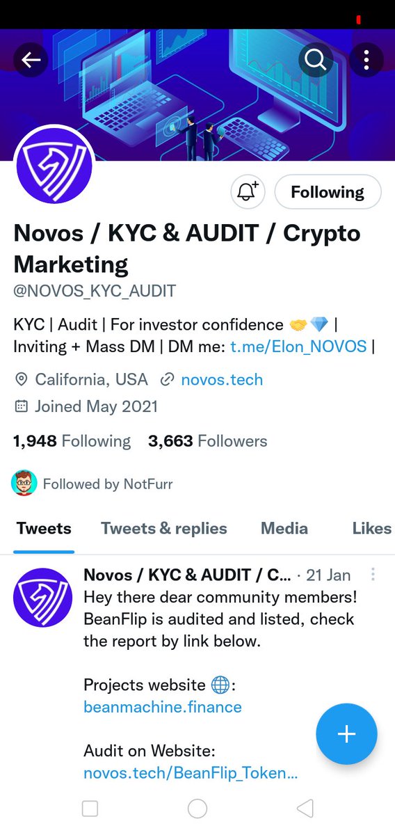 SalsaNs2's tweet photo. @furrincrypto @NOVOS_KYC_AUDIT https://t.co/TeyJv8I7Hk