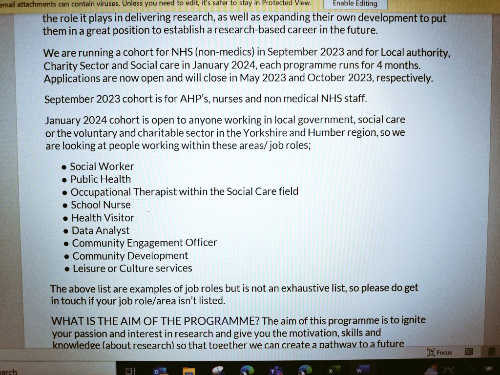 SportFixYorks's tweet photo. Applications now open for next cohorts of the NIHR Yorkshire &amp; Humber "First Steps in Research"
NHS cohort to start Sept 2023, Social Care/Charity Sector to start Jan 2024 (Can send flyer on request). #SocialCare #PaRC
 @M_Wilberforce @rachymurph33 @RichardWebbNY @YHCuriosity https://t.co/iswXVDVvbG