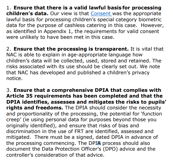 RobertJBateman's tweet photo. A school used facial recognition to verify the identity of kids on free school meals.
There were a lot of issues with the scheme.
I mean it's really really pretty bad.
The ICO provided some recommendations in case the school wants to try again
A few notes on what went wrong🧵 https://t.co/Mv3chS5NRz