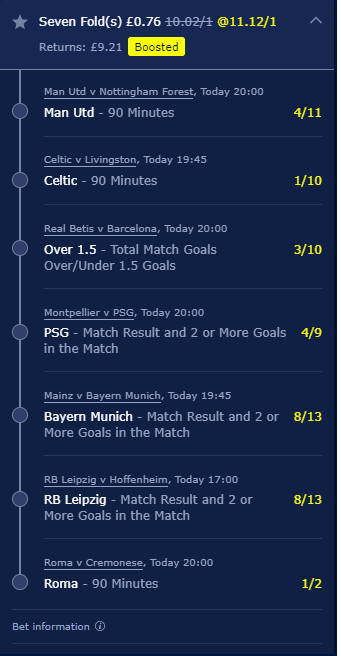 AllVibesBetting's tweet image. We were only 1 goal off of our #allvibes acca yesterday so we're going again! 

#MUFC, #CelticFC + #ASRoma to win 

#PSG, #RBLeipzig + #FCBayern to win + 2 or more goals ⚽

&amp;amp; over 1.5 goals in #RealBetisBarca ⚽

Who's with us?!