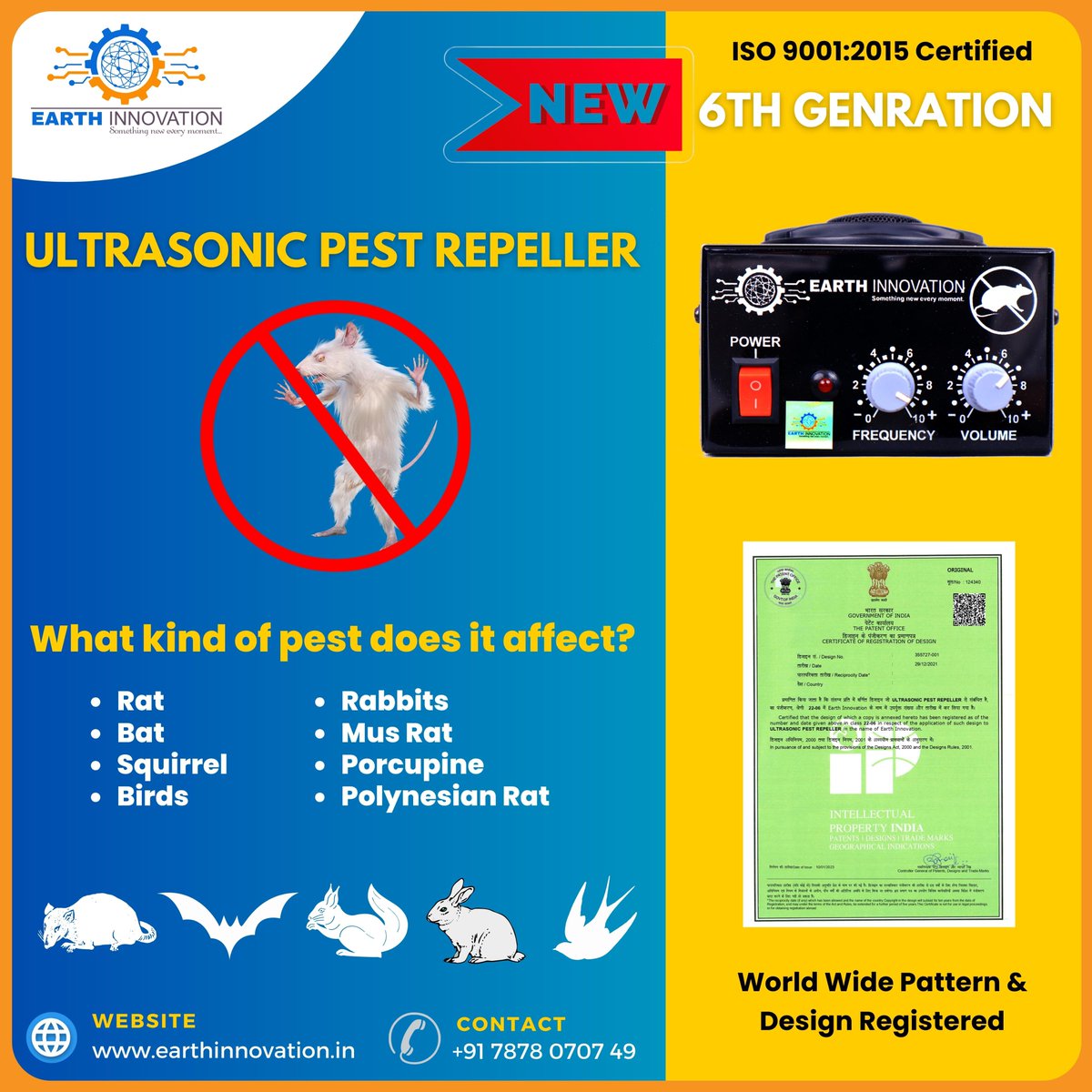 earth_innovatio's tweet photo. EARTH INNOVATION™ We are also manufacturing Ultrasonic rat repellent
#earthinnovation #ultrasonicratrepellent #ultrasonicpestrepeller #Pestrepeller #ratrepellent #rodentrepeller #Micerepeller #ratreppellent #pestcontroldevice #pestcontrol #pestcontroller #ultrasonicratkiller https://t.co/adQJpYmL3L
