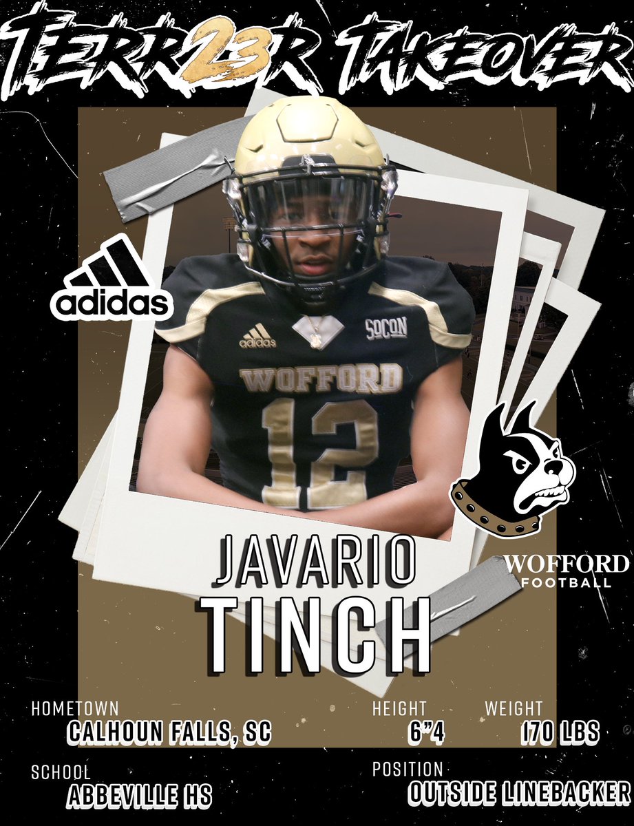Welcome to Wofford LB Javario Tinch from Calhoun Falls, SC and Abbeville HS. #Terr23rTakeover