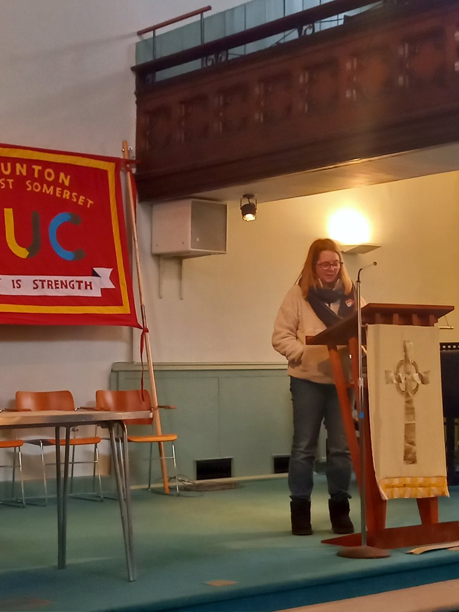 NeuSomerset's tweet image. Fantastic to hear from one of our leading workplace reps, Anne Guild! 

"We are having to pick up where the support services have been cut to the bone. When I came into teaching everything was on the up... we need more funding to keep our teachers in the profession"