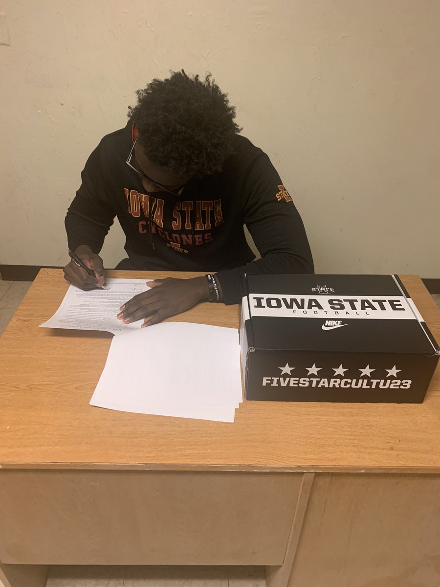 7AM SHARP. 
Made it officially official in the same dorm that made me! 

I now become the first Power 5 athlete of any sport to come out of WIHI (My High School) and Hocking College (My JUCO). Crazy I came out of High School as a safety. First season as a DE. 

#GOCYCLONES💛❤️🌪️