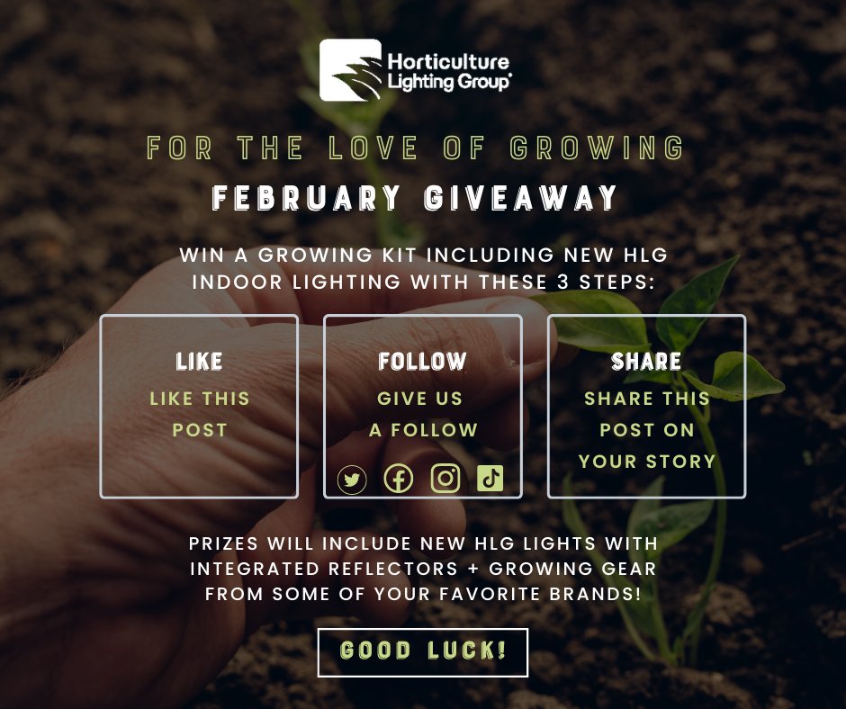 HLGLED's tweet image. 📣GIVEAWAY ANNOUNCEMENT📣
Ah, the month of love 💕 Growers love, that is! 🌱🫶
HLG's For the Love of Growing Giveaway starts TODAY 🙌 
Here’s how to enter:
1. Like this post
2. Follow HLG on social media (the more places, the better)
3. Share this post to spread the love 🤙