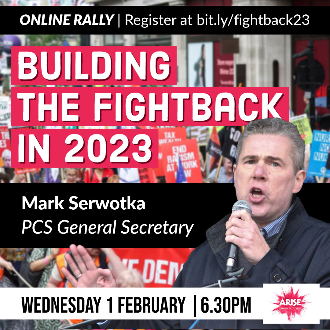 arise_festival's tweet photo. Solidarity with today's #StrikeDay π£
Join Mark Serwotka @pcs_union & speakers from across our movement tonight at a massive online rally at 6pm to discuss next steps in #buildingthefightback π https://t.co/RghUAYTzq5 https://t.co/y8vQis9JHJ