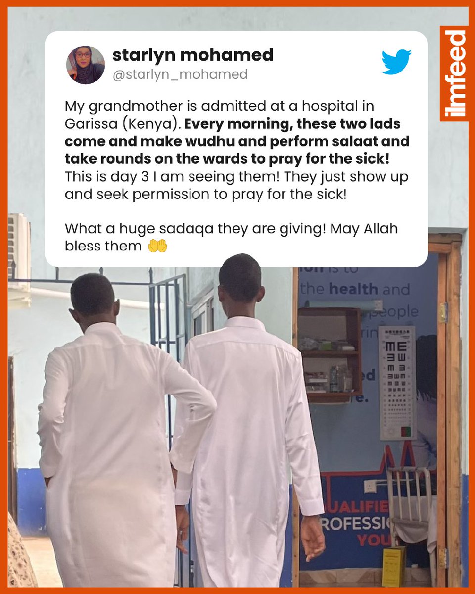 IlmFeed's tweet photo. Isn't this just beautiful? 

Prophet Muhammad (ﷺ) said, "Visit the sick, feed the hungry, and (arrange for the) release of the captive.'' (Bukhari) https://t.co/DsHXveDxSQ