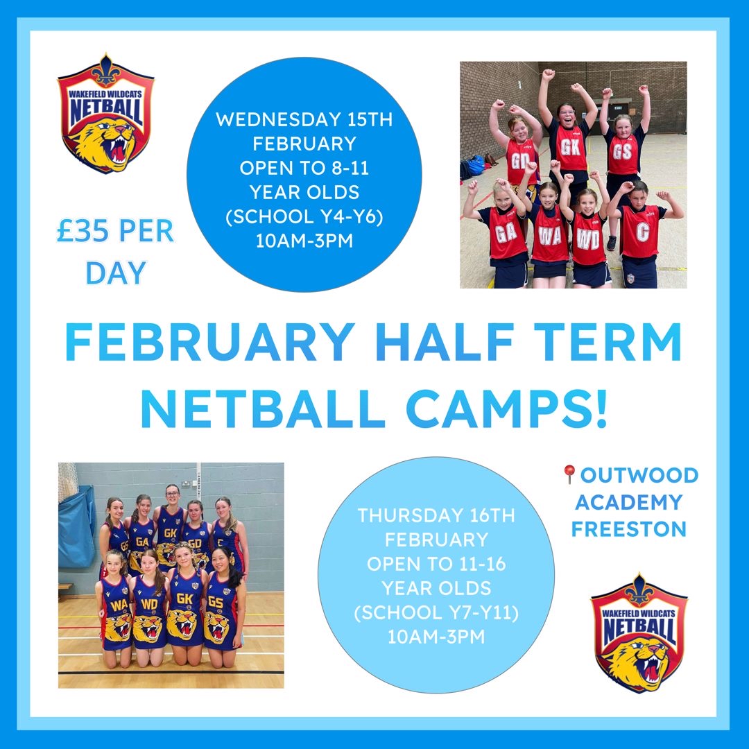 PATCarletonHigh's tweet photo. Attention all budding #VitalityRoses, why not sign up to a netball camp this half term to help improve your skills? All details are below...
#wakefieldwildcatsnetball #netballcamp https://t.co/Hyugjfmgl9