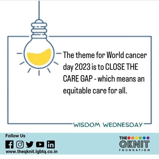 QKnitFoundation's tweet photo. In the 19th series of Wednesday Wisdom we are talking about World Cancer Day.

Please do like and share it in your circles.

#theqknit #queersamachar #queer #wisdomwednesday #wednesday #cancer #cancerday #treatment #medical #series #india #lgbt #lgbtq #worldcancerday https://t.co/H7eiqqgXtu