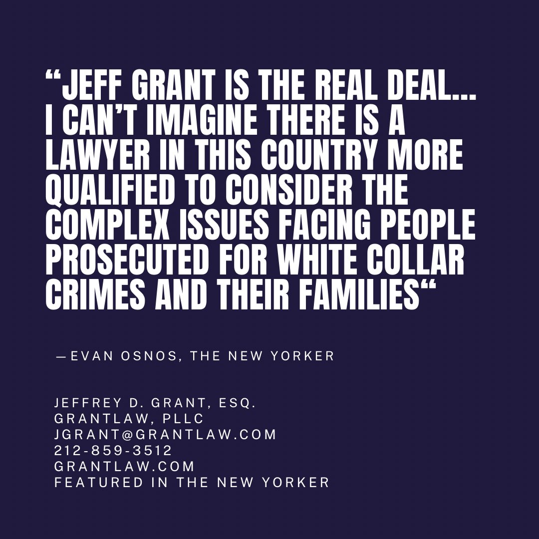 On Jan. 1, 2022, we launched GrantLaw, PLLC, a new type of law firm providing private general counsel services to clients facing, or who have previously faced, white collar prosecutions and/or regulatory proceedings, and their companies and families.

conta.cc/3l3sRqA