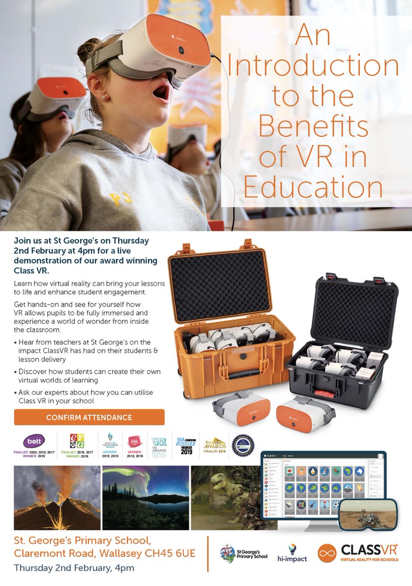 Avantis Education (@avantised) on Twitter photo If you're over in the Wirral and want to know more about ClassVR there's still chance to come and join us <a href="/StGeorgesPriWal/">St George’s Primary School</a> tomorrow, Thursday Feb 2nd, 4pm.
Click here to secure your place: classvr.com/event-confirma… If you're over in the Wirral and want to know more about ClassVR there's still chance to come and join us <a href="/StGeorgesPriWal/">St George’s Primary School</a> tomorrow, Thursday Feb 2nd, 4pm.
Click here to secure your place: classvr.com/event-confirma…