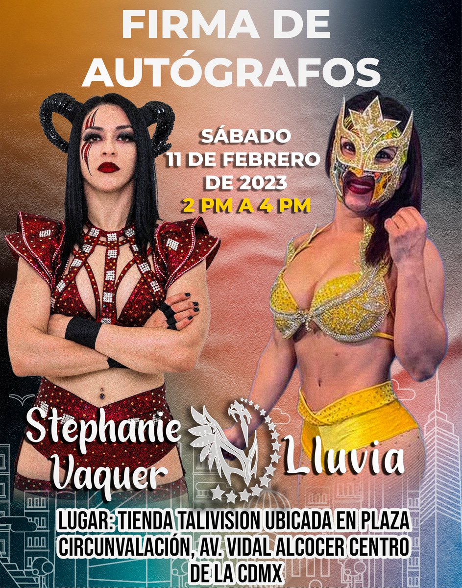 Gran firma de autógrafos <a href="/Steph_Vaquer/">Stephanie Vaquer</a> y <a href="/Lluvia89230502/">Lluvia</a>, el próximo sábado 11 de febrero, de 2 pm a 4 pm,en la tienda Talivision.
No faltes te esperamos.
Ubicación: maps.app.goo.gl/5WzFQ7Wm8Wygt5…