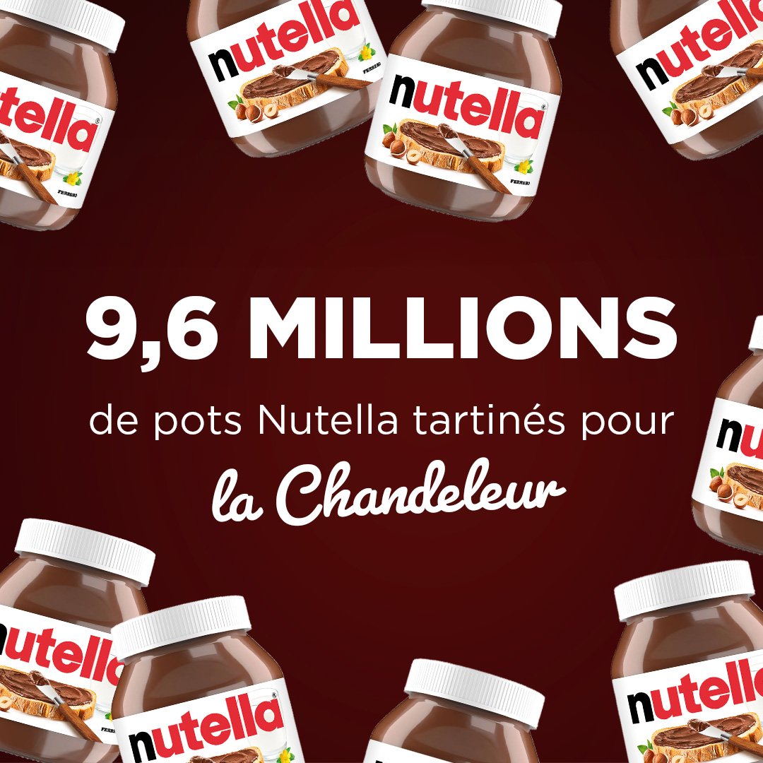 9,6 millions : c’est le nombre de pots de <a href="/NutellaFR/">Nutella France</a>  vendus en France pour la Chandeleur en 2022 🤯
Ferrero célèbre la #Chandeleur avec vous depuis 50 ans ! 🥞