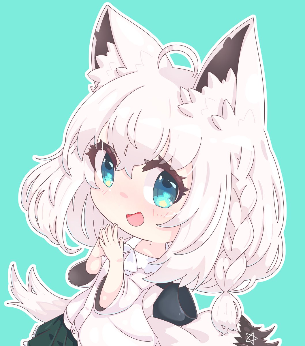 shirakami fubuki 1girl animal ears fox ears solo fox girl fox tail white hair  illustration images