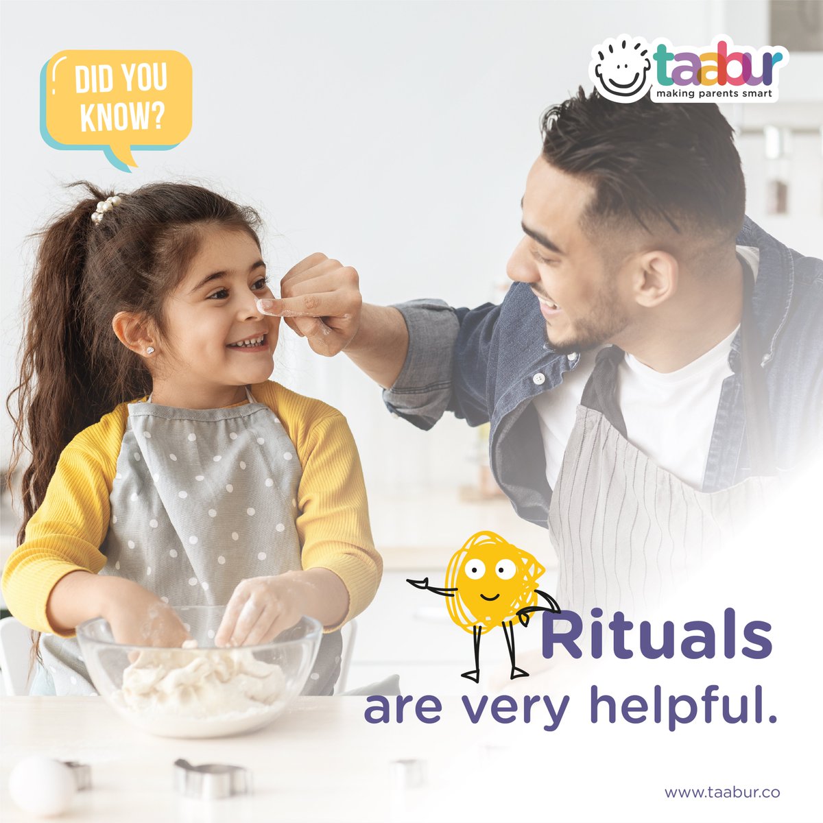 Have rituals together as a family. It not only strengthens family ties but also builds a sense of care and respect. 

#kidsrituals #rituals #didyouknowfacts #kidsbehavior #goodparenting #taabur #childdevelopment #makingparentssmart #kidsclasses #kidsonlineclasses