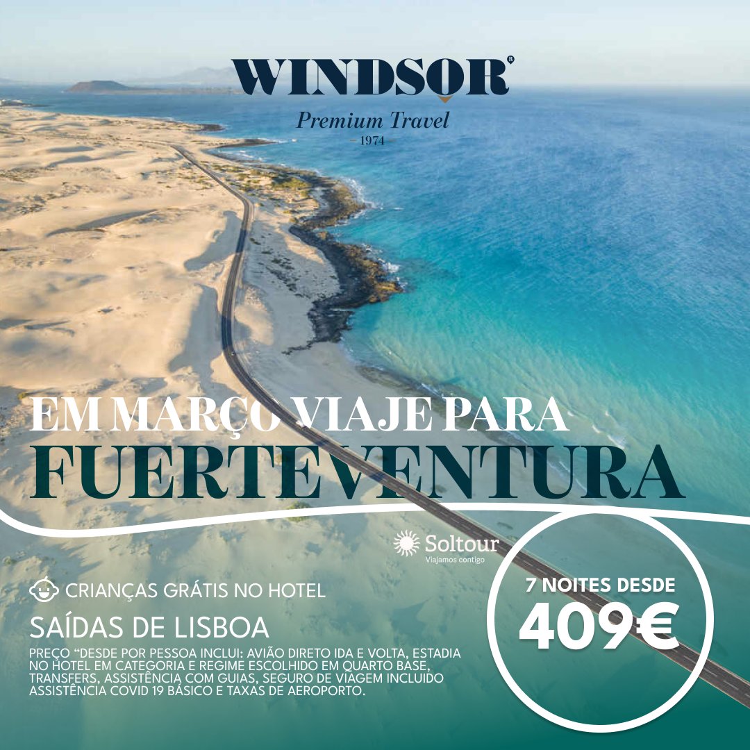 windsortravelgroup (@travelwindsor) on Twitter photo ☀️😅 A água azul de Fuerteventura está à tua espera... consegues resistir?
Para mais informações, contacte:
viagens@windsortravel.ws
+351 291700 606/611/612
#madeiraisland #travel #fuerteventura #travel #canarias #funchal #travelgram #city #plane #europe #easyjet #travelling ☀️😅 A água azul de Fuerteventura está à tua espera... consegues resistir?
Para mais informações, contacte:
viagens@windsortravel.ws
+351 291700 606/611/612
#madeiraisland #travel #fuerteventura #travel #canarias #funchal #travelgram #city #plane #europe #easyjet #travelling