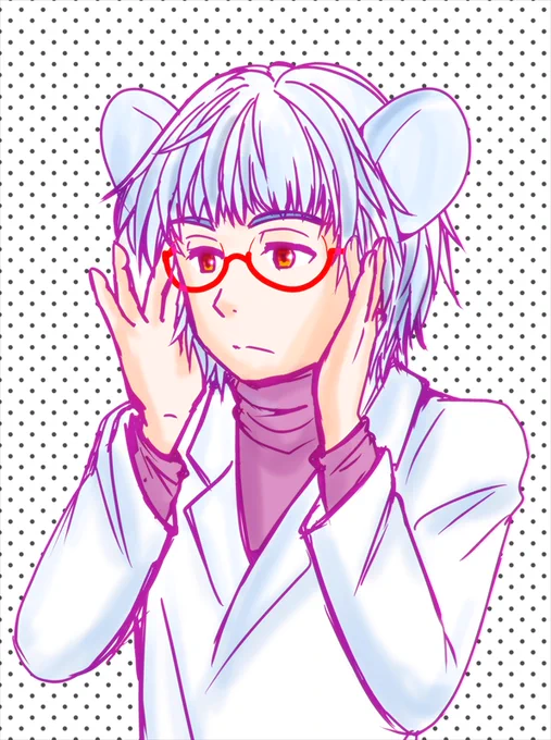 #私の描いた眼鏡っ子 コンセジマのネズミ族は全員眼鏡です イ太郎とイ太郎の天敵のエー太とエー太の妹でイ太郎の新婚妻のエクスです。 親戚関係やん