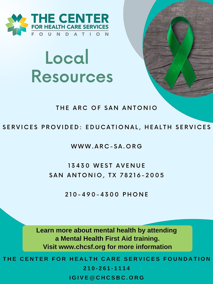 CHCSFoundation's tweet image. The Arc of San Antonio
Services Provided: Educational, Health Services
arc-sa.org
13430 West Avenue
San Antonio, TX 78216-2005
210-490-4300 phone