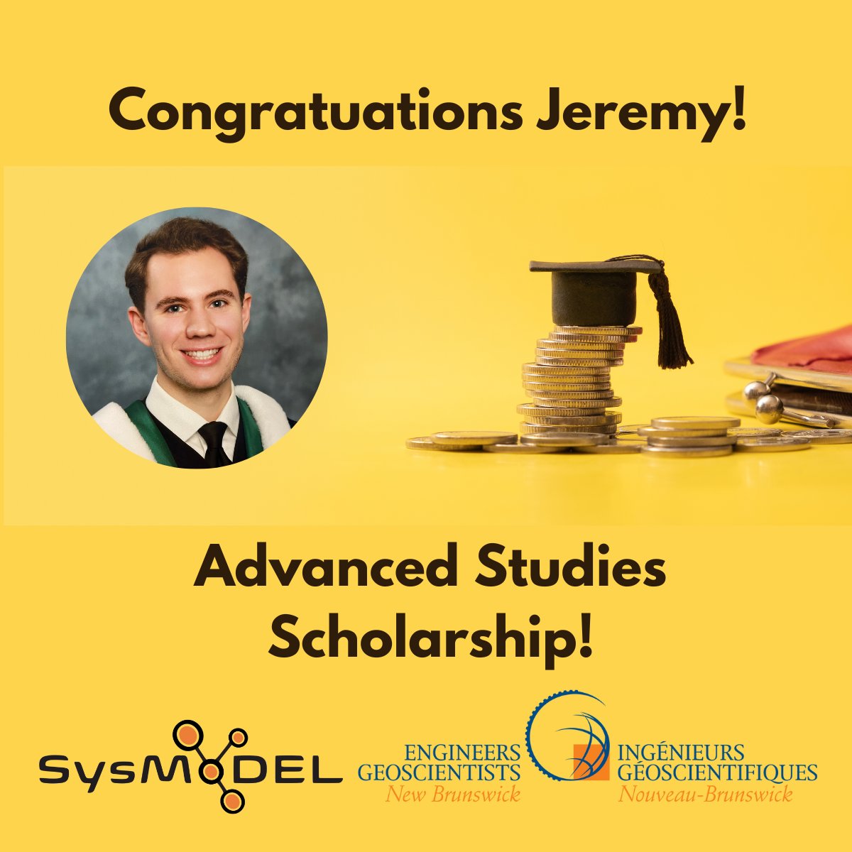 sysmodel's tweet photo. Congratulations to @sysmodel MScE graduate student #Jeremy #Kimball for securing one of two #Advanced #Studies #Scholarship offered by @APEGNB_AIGNB 

@UNB @UNBEngineering @UNBResearch @unbeus #anotherproudmoment #scholarships https://t.co/GLIQCbex5a